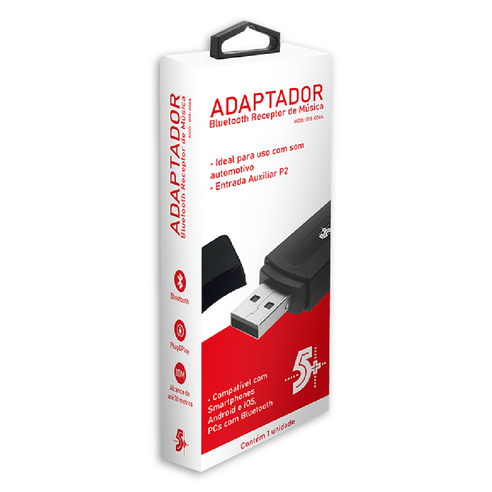 ADAPTADOR   BLUETOOTH RECEPTOR DE MUSICA C/ CABO AUXILIAR P2 015-0064 5+