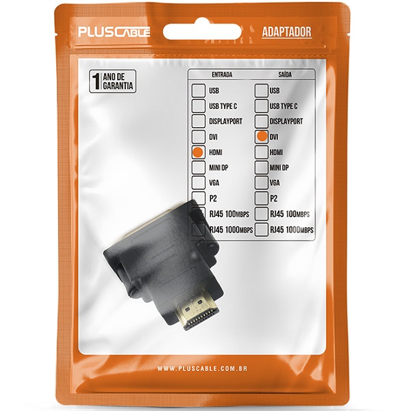 ADAPTADOR HDMI M x DVI F ADP-HDMIDVI10BK PLUS CABLE