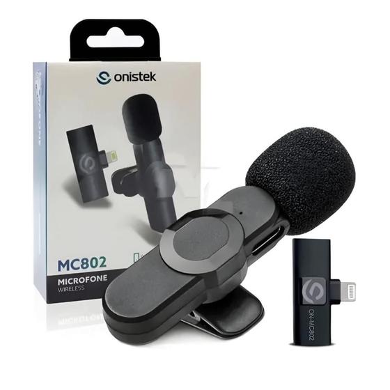 MICROFONE DE LAPELA SEM FIO RECARREGAVEL LIGHTNING MC802 ONISTEK