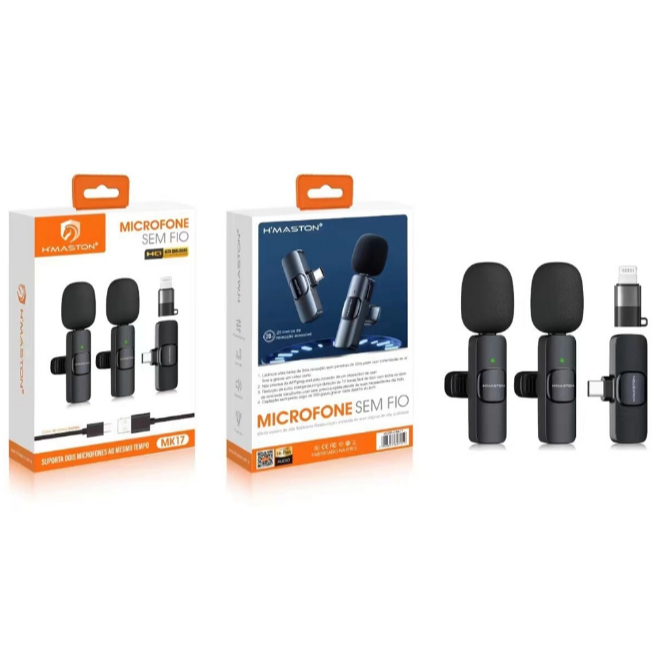 MICROFONE DE LAPELA SEM FIO RECARREGAVEL TIPO-C MK-10 - HMASTON