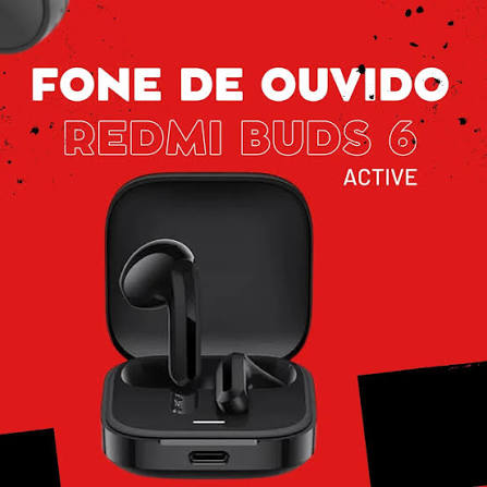FONE OUVIDO WIRELESS REDMI BUDS 6 ACTIVE PRETO XIAOMI