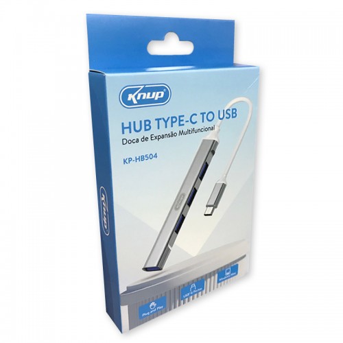 HUB TIPO C 4USB C/3 PORTAS USB 2.0 / 1 USB 3.0 KNUP KP-HB504