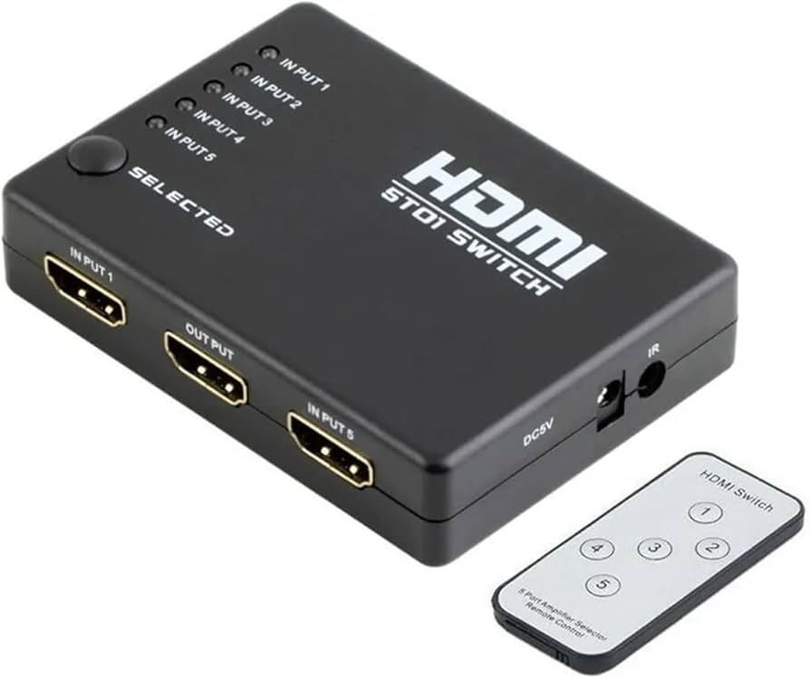 HUB SWITCH HDMI 5 PORTAS HW-501 C/ CONTROLE S/ FONTE 5V