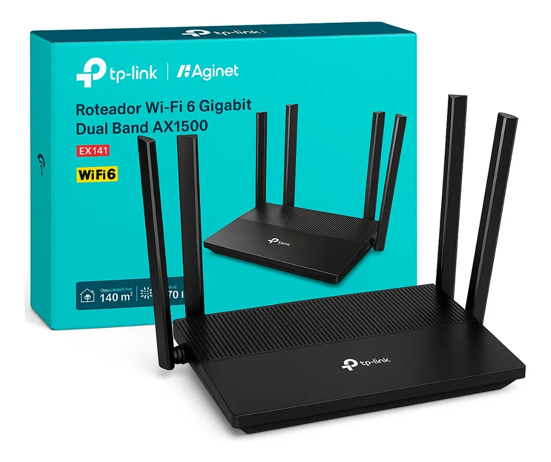 ROTEADOR WIRELESS GIGABIT WIFI 6 1500MB AX1500 EX141 TP-LINK