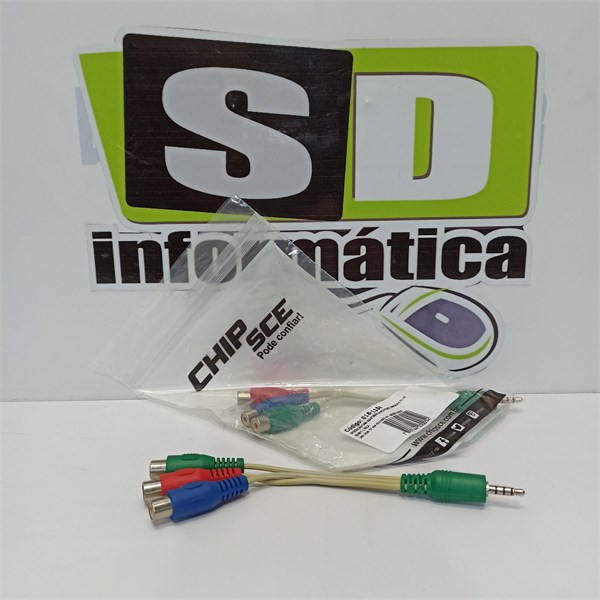ADAPTADOR   CABO P3 MACHO ESTEREO X 3 RCA FEMEA 16CM CHIPSCE 123