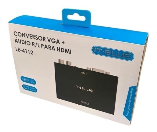 CONVERSOR   VGA + RL FEMEA P/ HDMI FEMEA C/ AUDIO 5V MOD1 LE-4112