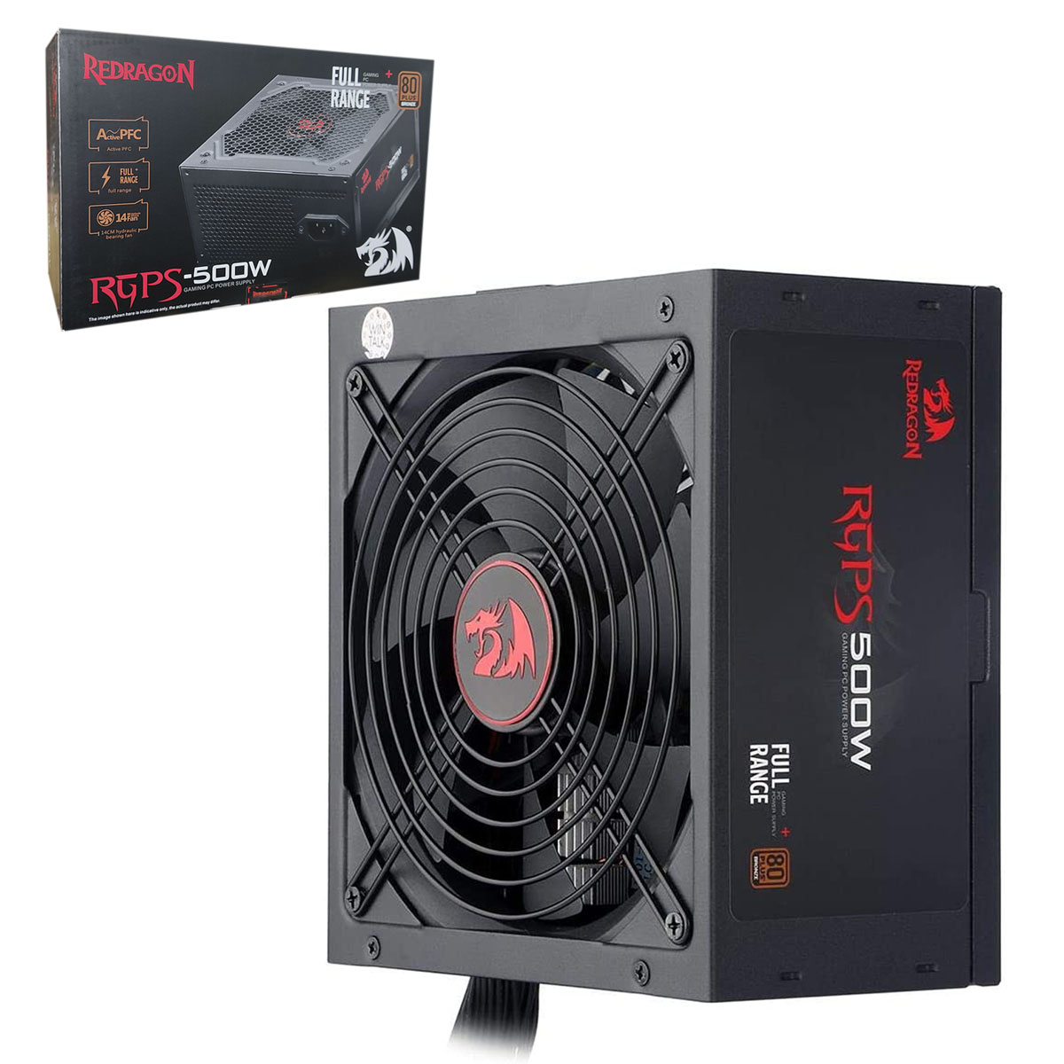 FONTE ATX 500W REAIS FULL RANGE 80PLUS BRONZE PFC ATIVE RGPS-500W REDRAGON@