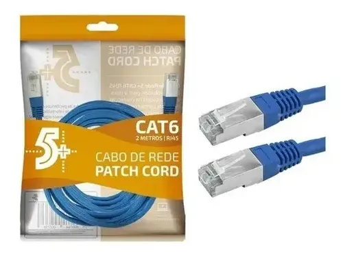 CABO DE REDE PATCH CORD CAT.6 FTP 2m BLINDADO AZUL 018-1087 5+@