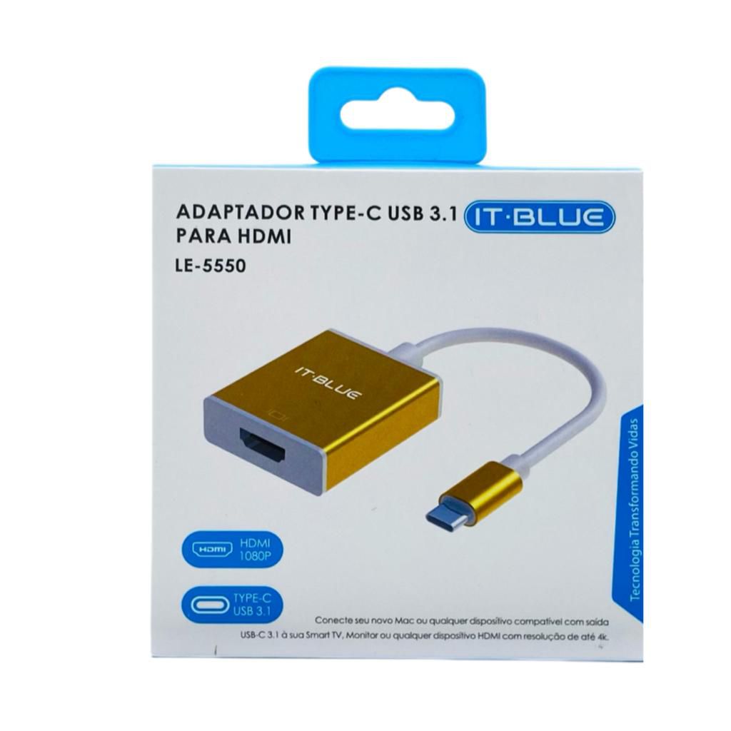 ADAPTADOR   CONVERSOR TIPO C X HDMI FULL HD 1080P USB 3.1 LE-5550 IT-BLUE