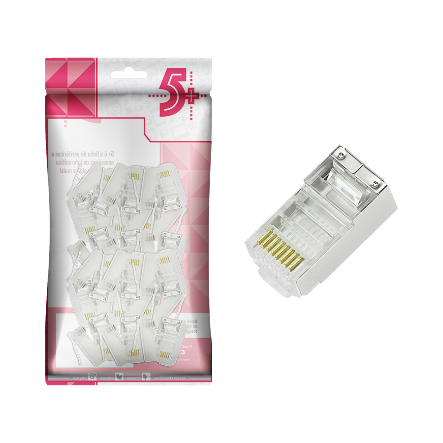 CONECTOR RJ45 CAT5E BLINDADO EMBALAGEM C/100 UNI 062-0047 5+